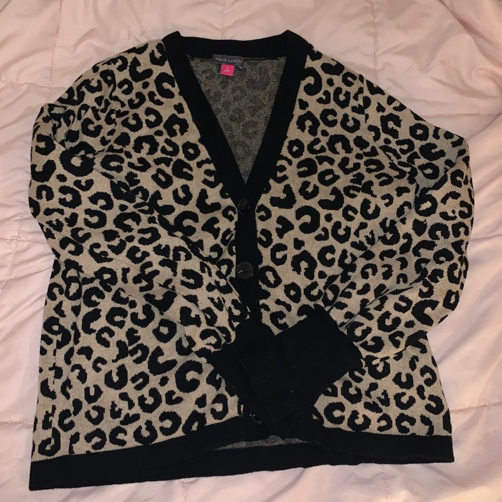 Leopard Print Button Up Sweater - image 1